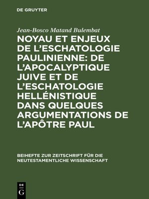 cover image of Noyau et enjeux de l'eschatologie paulinienne